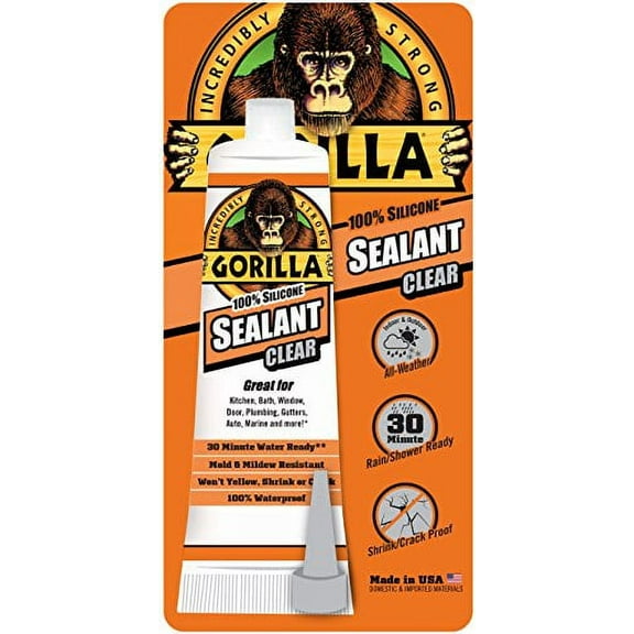 Gorilla 8090002 100% Silicone Sealant Clear 2.8 oz.