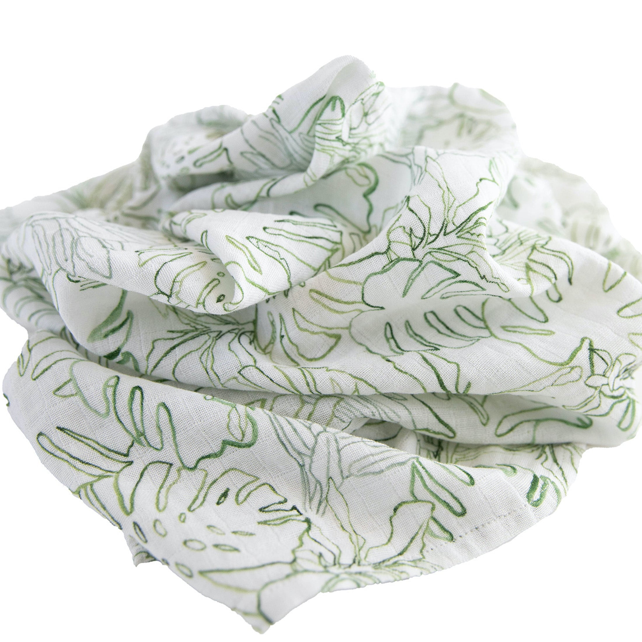 Red Rovr 100% Organic Cotton Muslin Infant Swaddle Blanket, Large, Unisex, Jungle Leaf