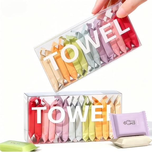 Wanfoou 28 Pack Disposable Compressed Towel, Thick Large Size Magic Towel Coin - Portable Washcloth for Travel, Camping, Hiking, Outdoor Sports And Beauty Salon (7 Morandi Colors)