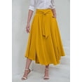 thumbnail image 4 of sicmoss Women's Yellow High Waisted Bohemian Maxi Skirt, Side Slit Flowy with Pockets, 4 of 8