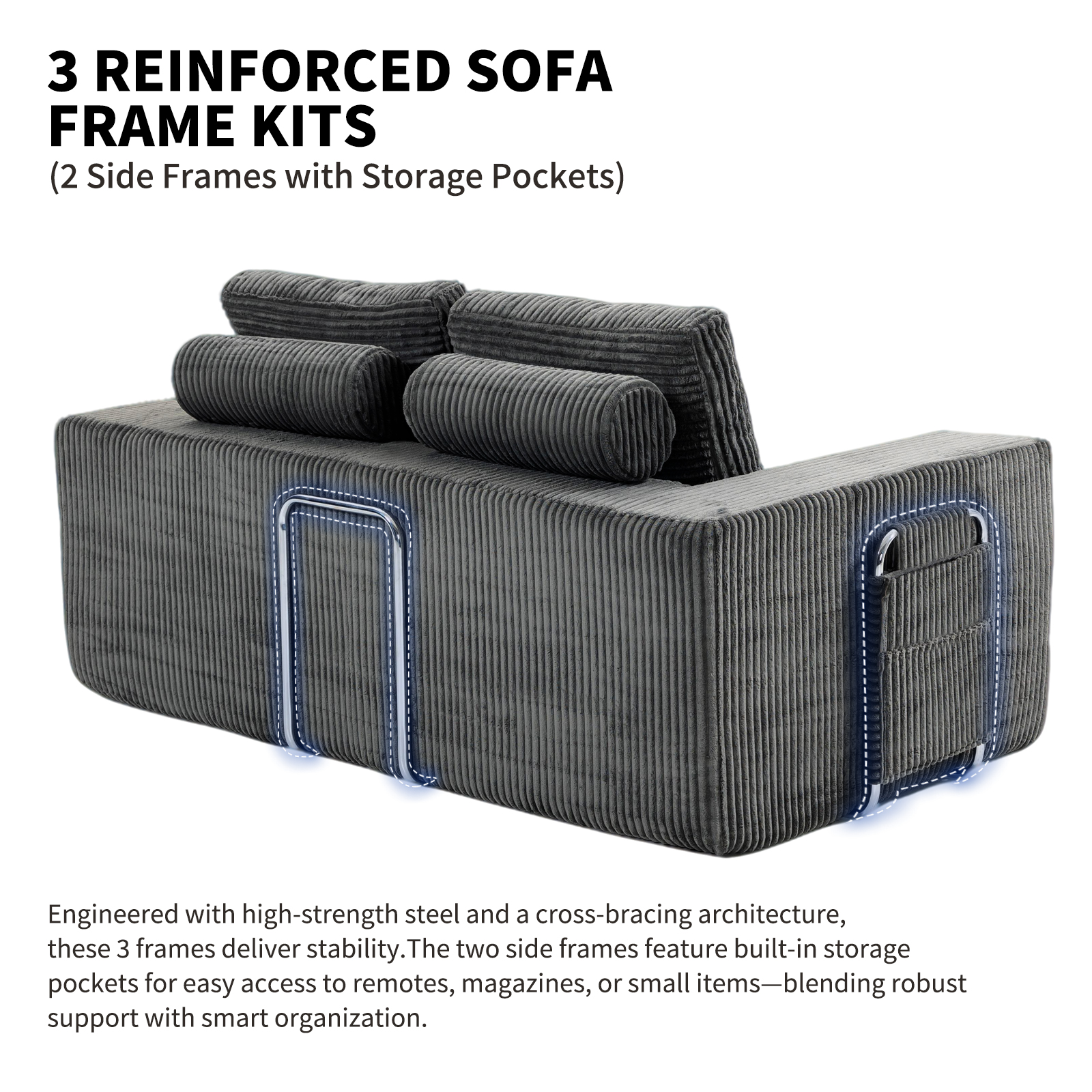69 Inches Convertible Sofa Bed Boneless 2 Seats Loveseat Sleeper Sofa 2 Seater Small Couch 3-in-1 Folding Sofa Floor Sofa with Deep Seat No Assemble Required Grey