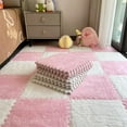 thumbnail image 2 of 12pcs Carpet Squares Puzzle Floor Mat, Plush Interlocking Carpet Tiles, Anti Slip EVA Foam Jigsaw Floor Tiles, Build A Safe Area for Bedroom Playroom (Beige+Black), 2 of 7