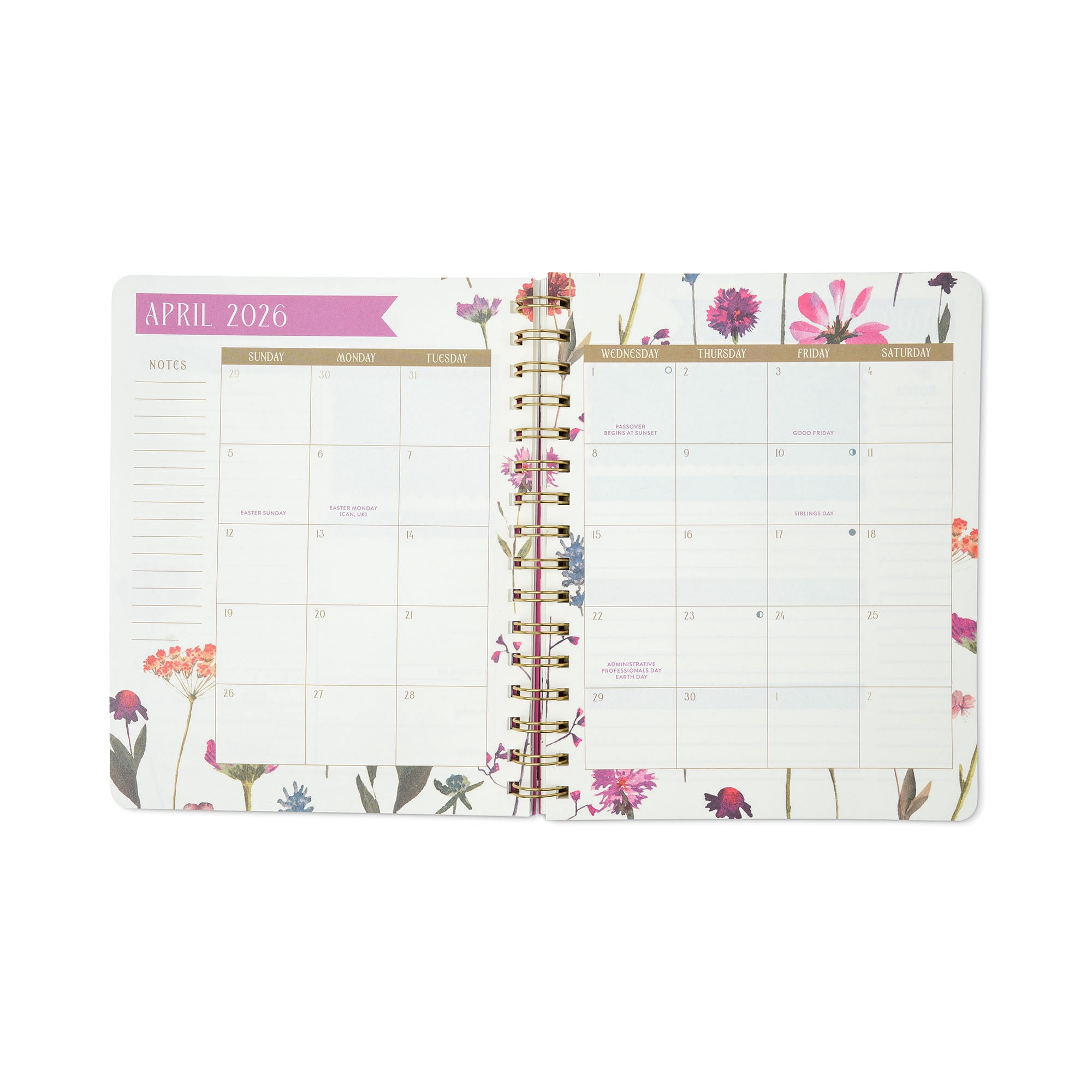Think Ink 15 Month Weekly Planner 6.75" x 8.37" Cream Wildflower, Apr 2026 - Jun 2027