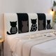 thumbnail image 1 of Fundas para cabecero, fundas elásticas a prueba de polvo con estampado de gato, protector a prueba de polvo para cabecero, decoración moderna para dormitorio (negro, 180 cm), 1 of 5