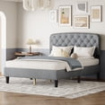 thumbnail image 2 of DeeHome Full size Adjustable Headboard with Fine Linen Upholstery and Button Tufting for Bedroom, Wave Top Light Gray, 2 of 9