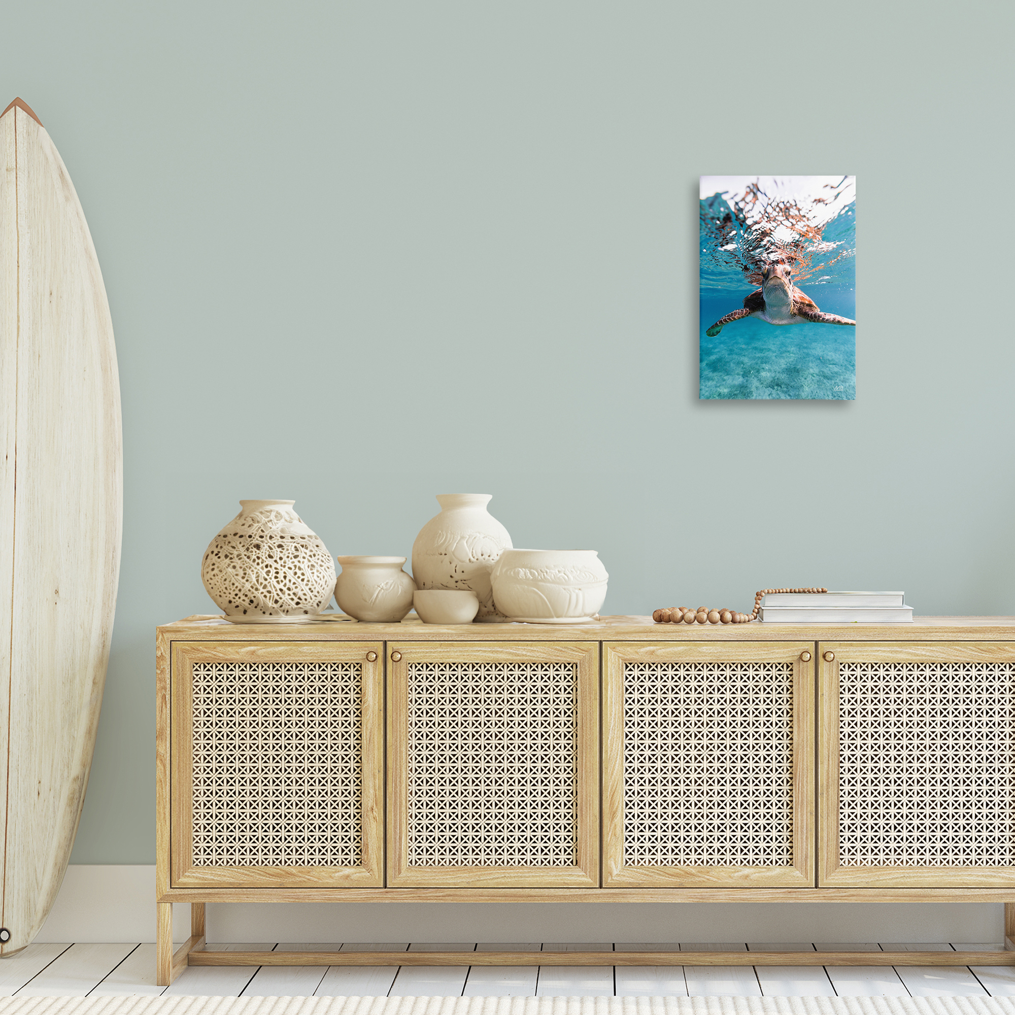 Stupell Industries Hello Sea Turtle Splash Animals Photography Wrapped Canvas Art Print Wall Art, 16 x 24