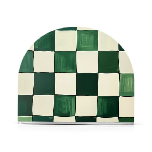 Yayeee Napkin Holder for Table Kitchen Paper Tissue Organization, Green and White Plaid Pattern