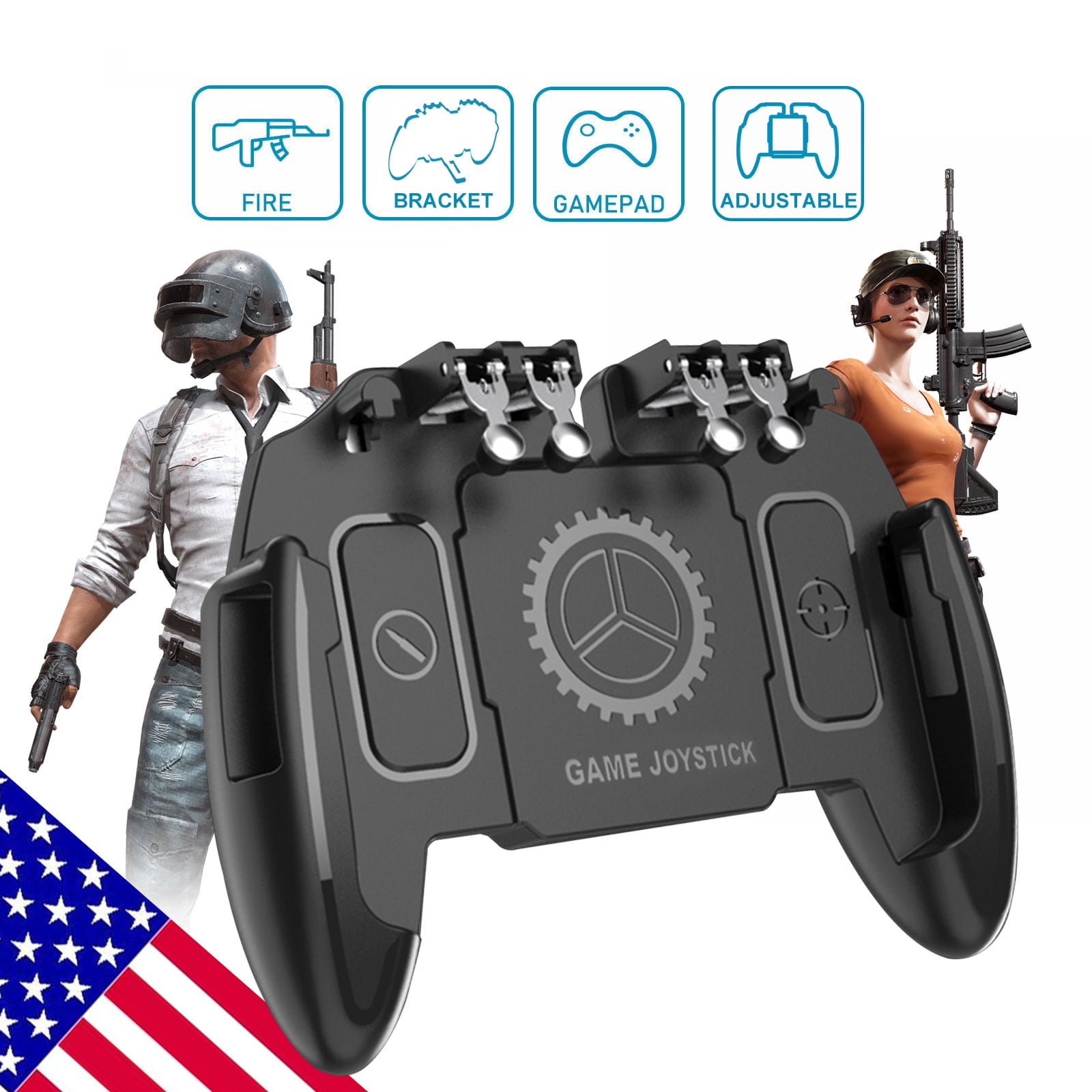 Get Triggered for Android or iOS, Carry Case for PUBG/Fortnite/Rules of Survival 2018 Upgraded Version V4 Shoot and Aim Sensitive L1R1 Shooter Controller Mobile Gaming Triggers