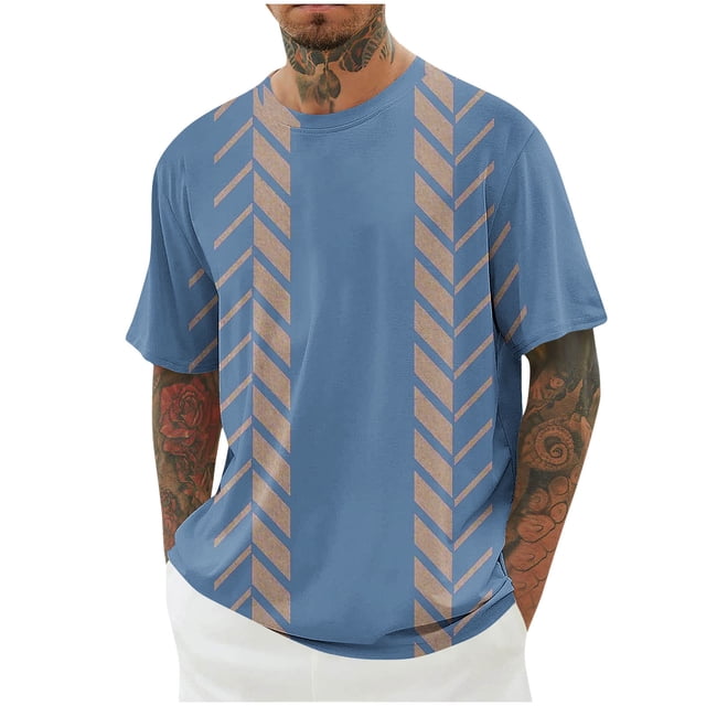 SDNall Nouveau T-Shirt Décontracté pour Hommes, Imprimé, Manches Courtes, Col Rond, Chemises Décontractées pour Hommes