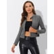 thumbnail image 3 of Chaqueta de gamuza Sintética Allegra K para mujer cuello alto cremallera Manga larga Gris L, 3 of 5