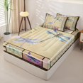 thumbnail image 2 of Erosebridal Retro Patch Dragonfly Art Zipper Queen Comforter Set with Fitted Sheet and 2 Pillowcases,Vintage Floral Zipper Bedding Set For Girls,Black Reversible,4-Piece, 2 of 7