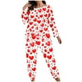 thumbnail image 2 of Censtreet Plus Size Women's Heart Printed Pajamas Sets 2 Piece Long Sleeve Pj Sleepwear Soft Comfy Tops and Pants XL-5XL, 2 of 6