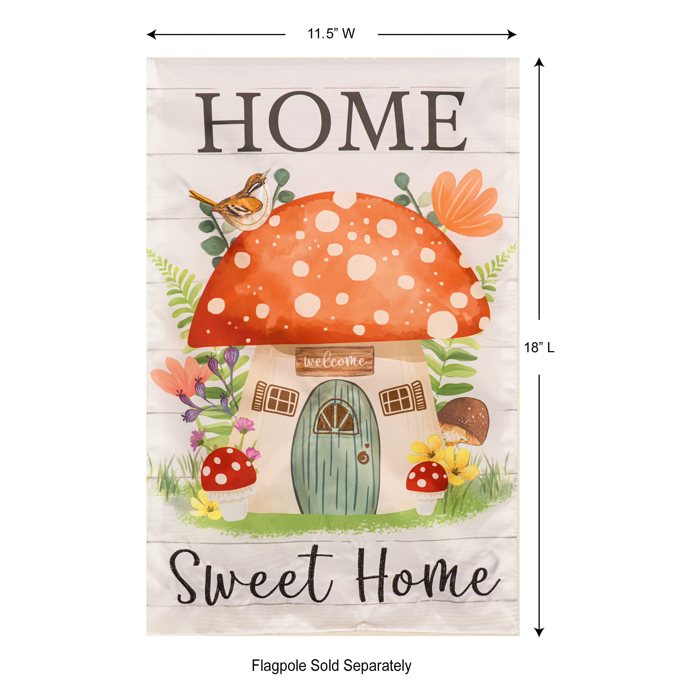 Meadow Creek 11.5" x 18" Spring Mushroom House Outdoor Yard Flag