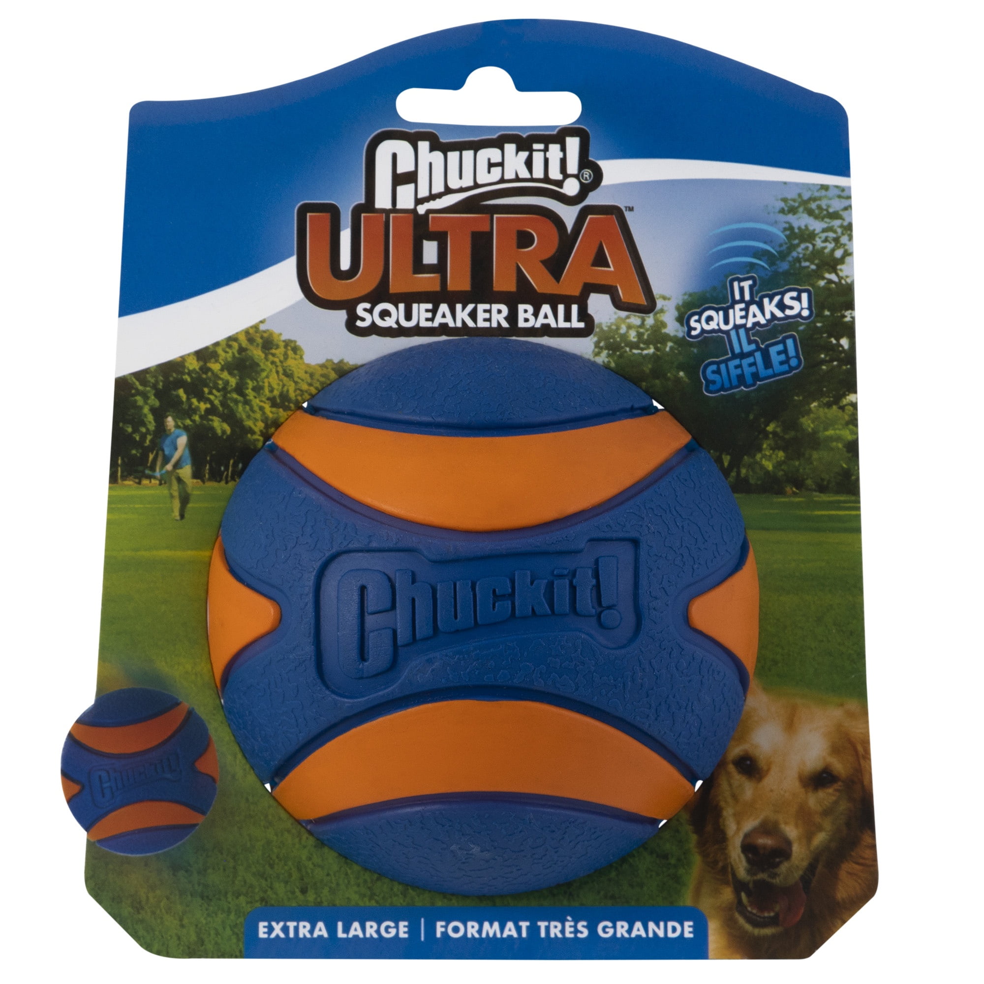 Chuckit! Ultra Squeaker Rubber Dog Ball Fetch Toy For Dogs, XL Extra Large 3.5", For Dogs 100+ lb, Pack of 1