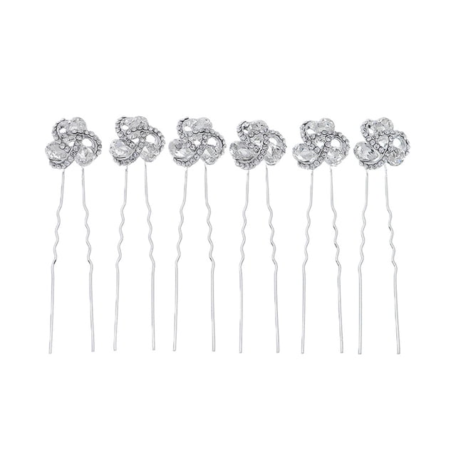 6 Pcs Épingles à Cheveux en Alliage de Strass pour Femmes Décorations de Cheveux (Argent)