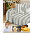 thumbnail image 4 of Blue Striped Sofa Couch Covers for Dogs, Washable Sofa Throw Cover Single Slipcovers for Armchair with Tassels, Modern Farmhouse Stripes Rustic Couch Protector Towel Blanket M 71''x91'', 4 of 8