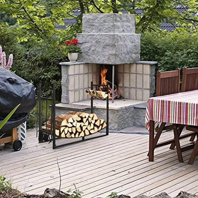 Outdoor Storage Firewood Rack With Kindling Storage 36” Firewood