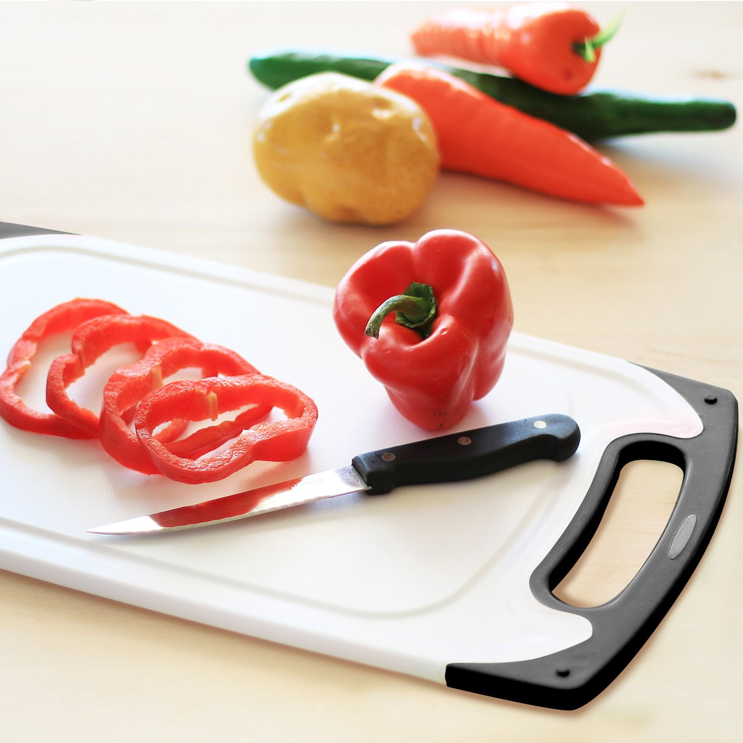 Plastic Cutting Boards Set of 3, Dishwasher Safe Reversible Cutting