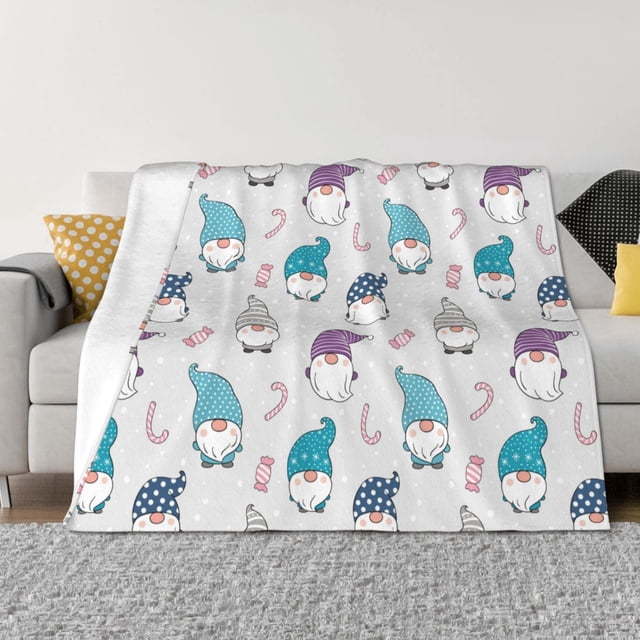Fotbe cute winter Gnome Manta de Franela con Estampado, Manta Ultrasuave para Cama, Sofá, Auto, Hipoalergénica y Antibolitas-80"x60"