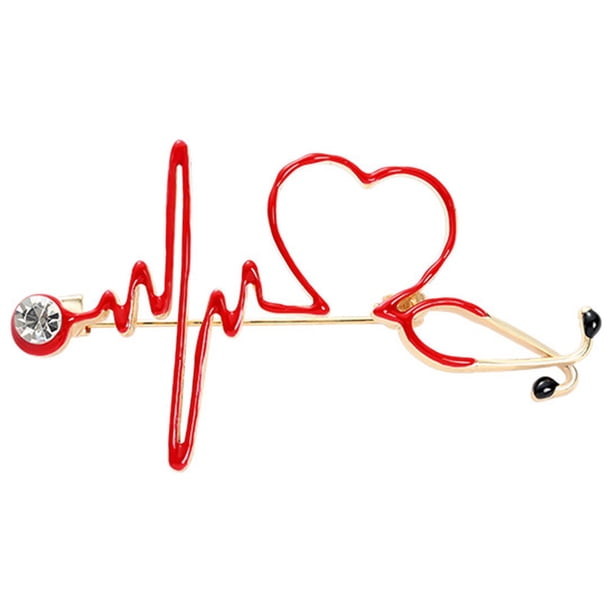 Broche con forma de corazón rojo de dibujos animados creativos
