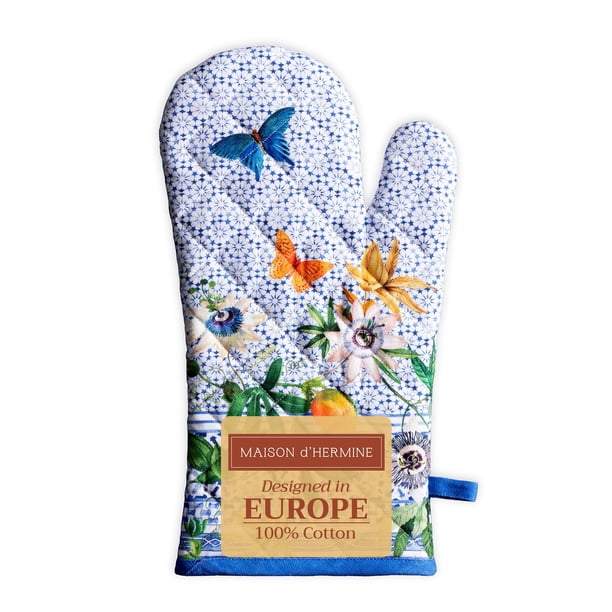 Guantes de horno Maison d' Hermine 100% algodón, 7.0 x 13.0 in, con lazo resistente al calor, barbacoa, guantes de cocina, hornear, asar, cocina, manipulación de sartenes calientes primavera/verano (p