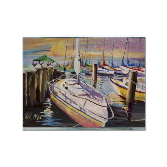 Carolines Treasures JMK1044PLMT Sailboats At The Fairhope Yacht Club Docks Fabric Placemat, Multicolor