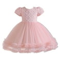 thumbnail image 1 of Robes pour Filles Été Sans Manches Fleur Princesse Catwalk Performance Solide Décontractée Robe pour Tout-Petits Rose 3-4 Ans, 1 of 4