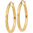 thumbnail image 3 of 14K Yellow Gold Diamond-Cut Hoop Earrings (35 X 3) Made In Peru tf557, 3 of 6