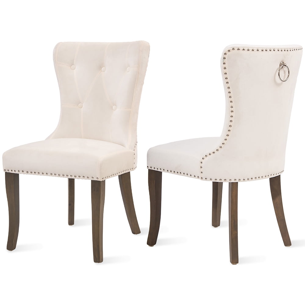 Lowestbest 2Pcs Upholstered Dining Chairs, Fabric High Back Chairs with Copper Wood Legs, Side Chairs for Dining Room/Living Room/Kitchen, Cream Lowestbest 2Pcs Upholstered Dining Chairs, Fabric High Back Chairs with Copper Wood Legs, Side Chairs for Dining Room/Living Room/Kitchen, Cream