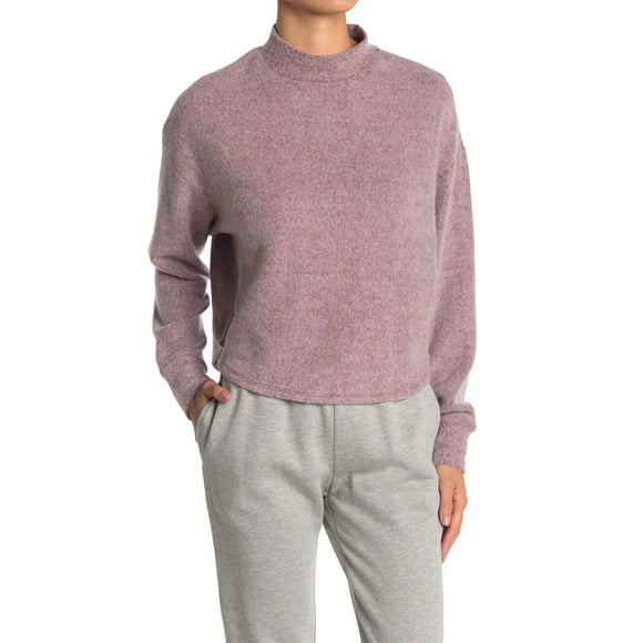 Socialite Brushed Mock Neck Pullover In Wine Size XL