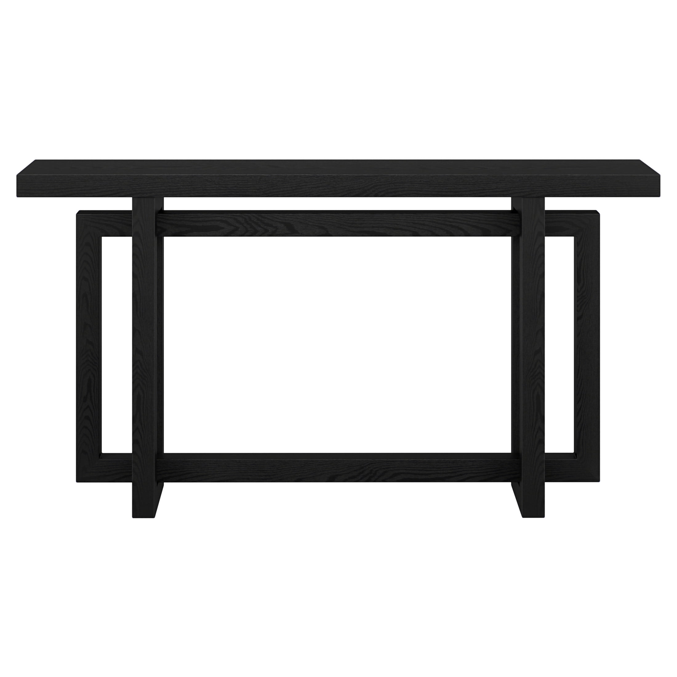 Evelyn&Zoe Breslow 55" Wide Rectangular Console Table, Black Grain