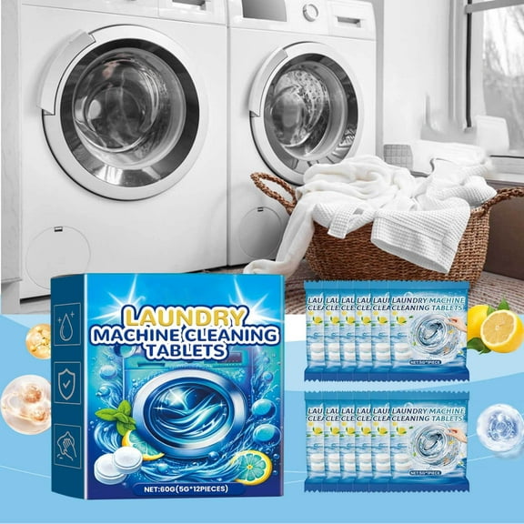 Washing Machine Cleaner Tablets 24pcs, Descaling Tablets for Drum Hygiene, Removes Odors and Buildup, Extends Appliance Life with No-Rinse One-Step Cycle