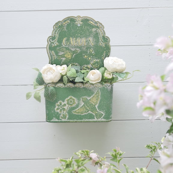 Rustic Metal Wall Planter for Outdoor/Indoor Plants, Fresh & Faux Flower,Farmhouse Wall Decor for Outside Porch Garden