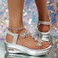 thumbnail image 4 of Womens Orthopedic Platform Wedge Sandals Flower Rhinestones Dressy Walking Sandals for Bride Wedding, 4 of 8