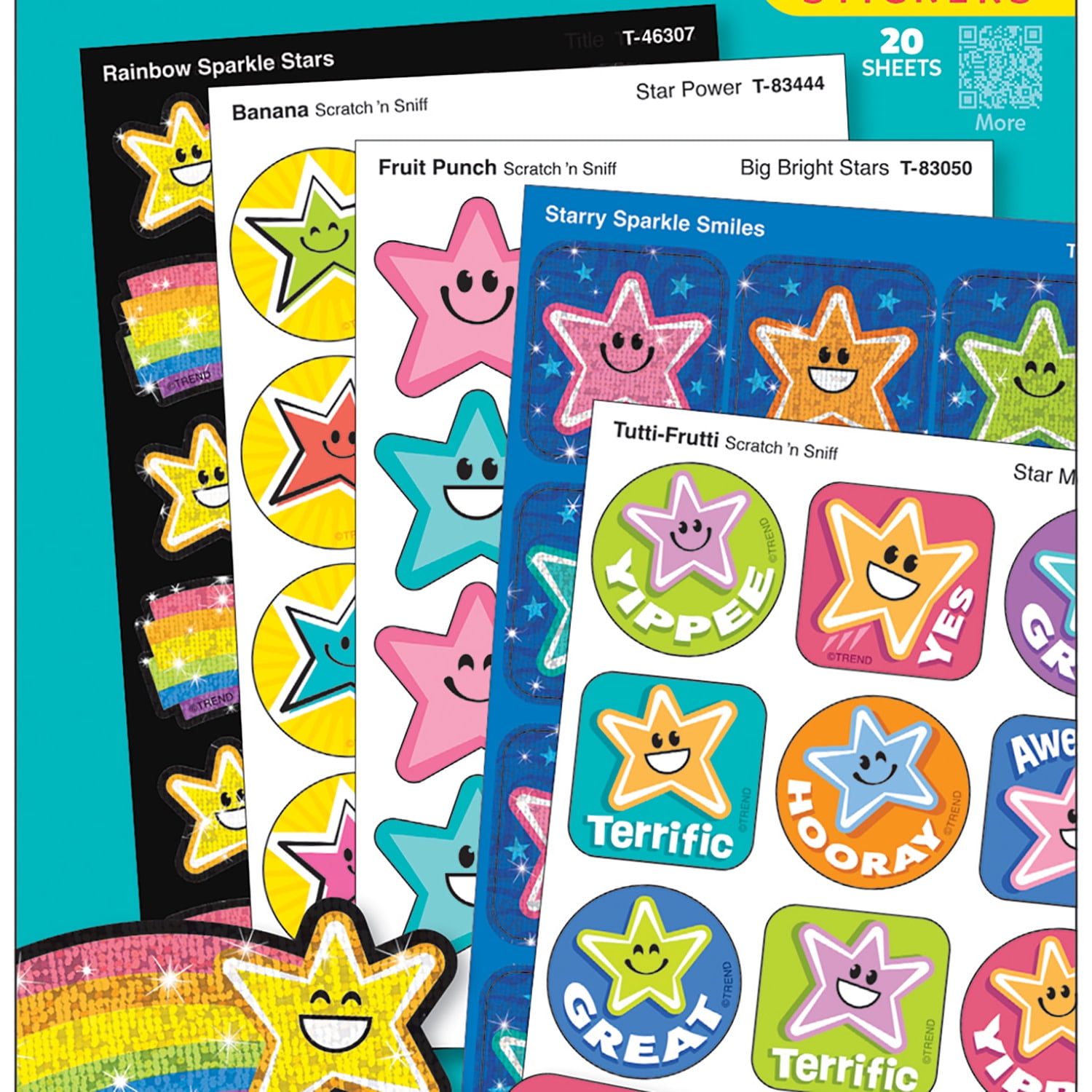 TREND: Scratch 'N Sniff: All Stars - 240ct Scented Stinky Stickers Variety Pack, 20 Sheets Of Colorful Star Encouragement & Celebration Stickers