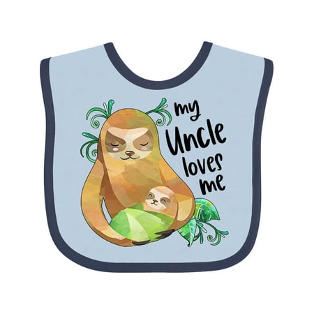 

Inktastic My Uncle Loves Me- Cute Sloth and Baby Gift Baby Boy or Baby Girl Bib
