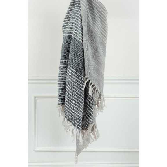 Rizzy Home Stripe 50"x60" Poly Pet Throw in Multi-Color in Grays