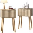 thumbnail image 2 of Nightstands Set of 2, Small Side Table, Bedside Table with Fluted Door, Solid  ; Modern Mid-Century End Table for Bedroom, Small Space (), 2 of 7