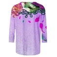 thumbnail image 3 of DDAPJ pyju 3/4 Sleeve Tops for Women Mardi Gras Shirts Casual Round Neck Blouse Funny Mask Graphic Tees New Orleans Carnival Party Tee Shirt Fashion Multicolor 4XL, 3 of 5