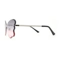 thumbnail image 3 of Womens Bubbly Butterfly Beveled Rimless Shield Sunglasses Silver - Grey Pink, 3 of 4