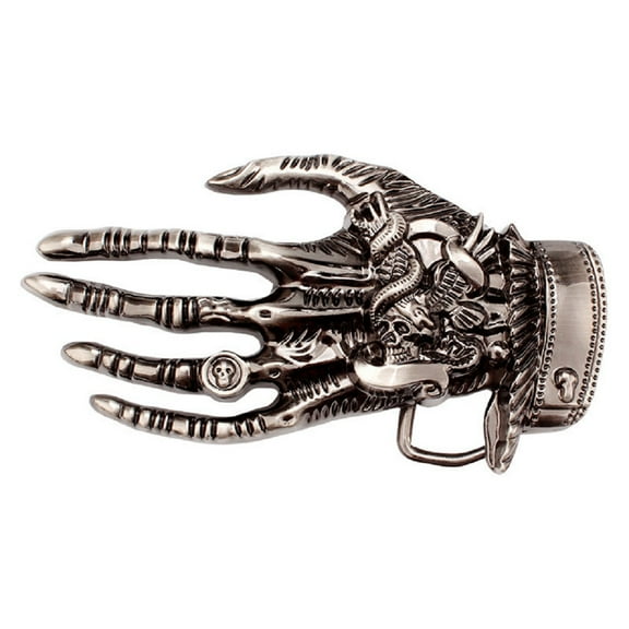 Longcreek Skull Belt Buckle for Men, Punk Skeleton Hand Belt Buckle, Gothic Viking Skull Hand Belt Buckle, Western Cowboy Belt Buckle, Vintage Punk Rock Belt Buckle