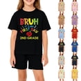 thumbnail image 4 of Grblisyd Boys Girls Summer Outfits Back to School Cute Letter Print Short Sleeve Crew Neck Top and Elastic Waist Shorts Set, 4 of 4