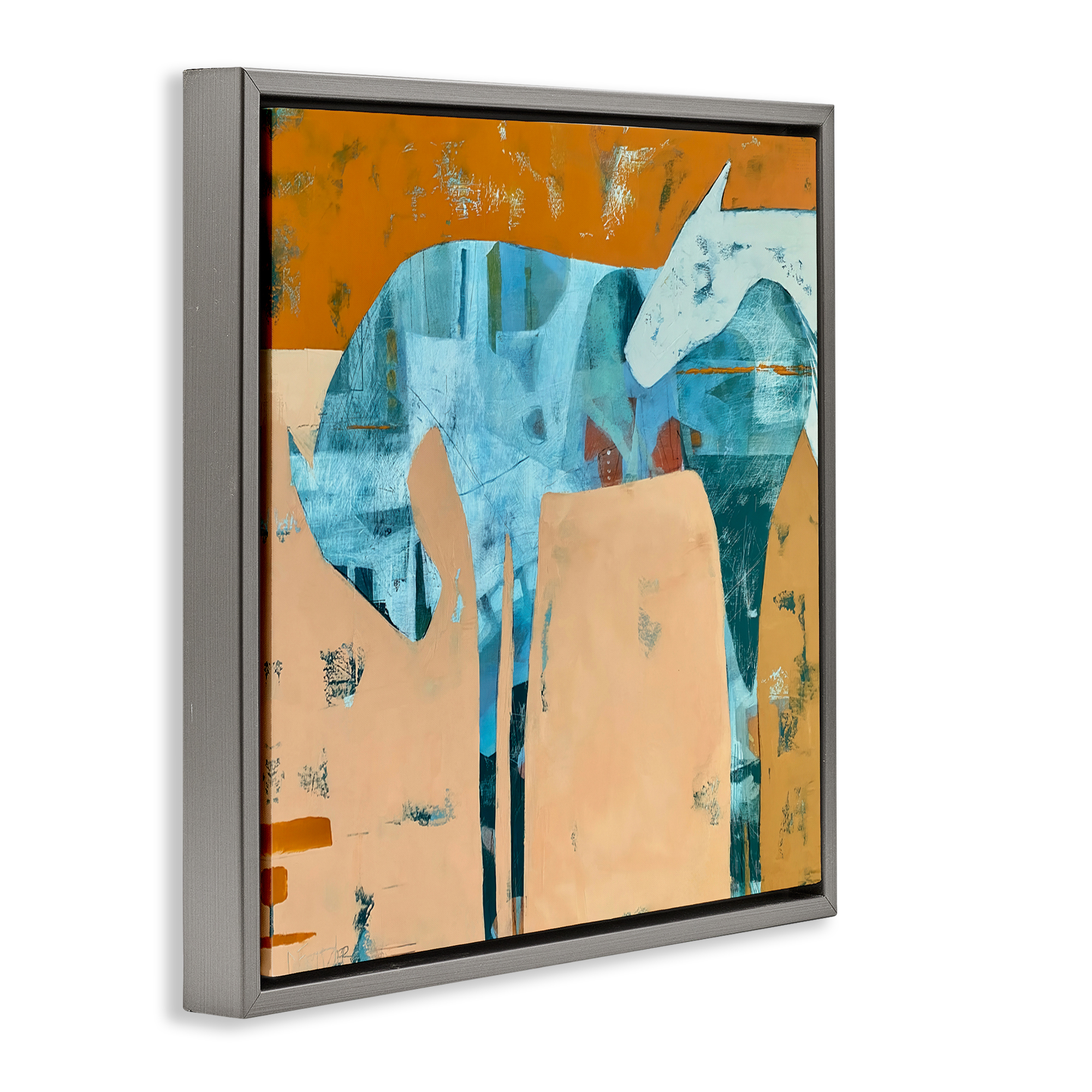 Kindred Crush Horses Gray Framed Floater Canvas Wall Art, design by Dianna Fritzler