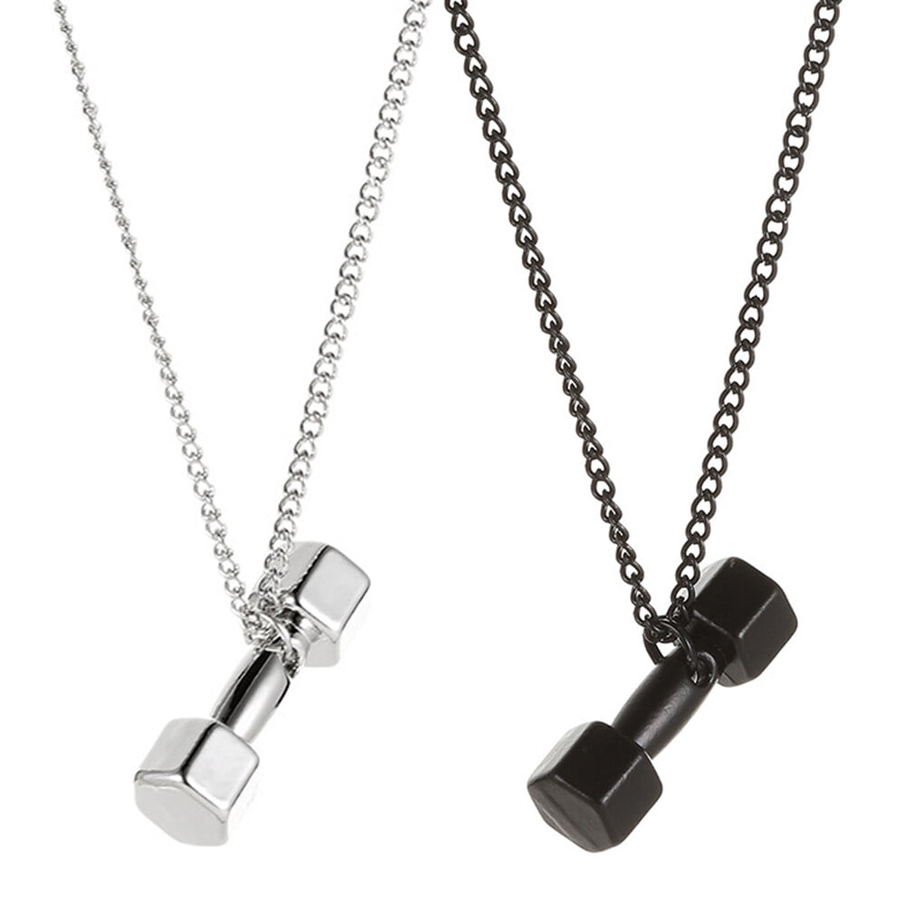 Unisex Fitness Dumbbell Pendant Necklace Bodybuilding Dumbbell Necklace Sport Barbell Sport Jewelry Men Women Sweater Chain Walmart