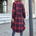 thumbnail image 6 of Herrnalise Jackets For Women New Style Plaid Shirt Loose Long Sleeve Casual Zipper Jacket Coat Shackets For Women 2024 fall Red,XL, 6 of 7