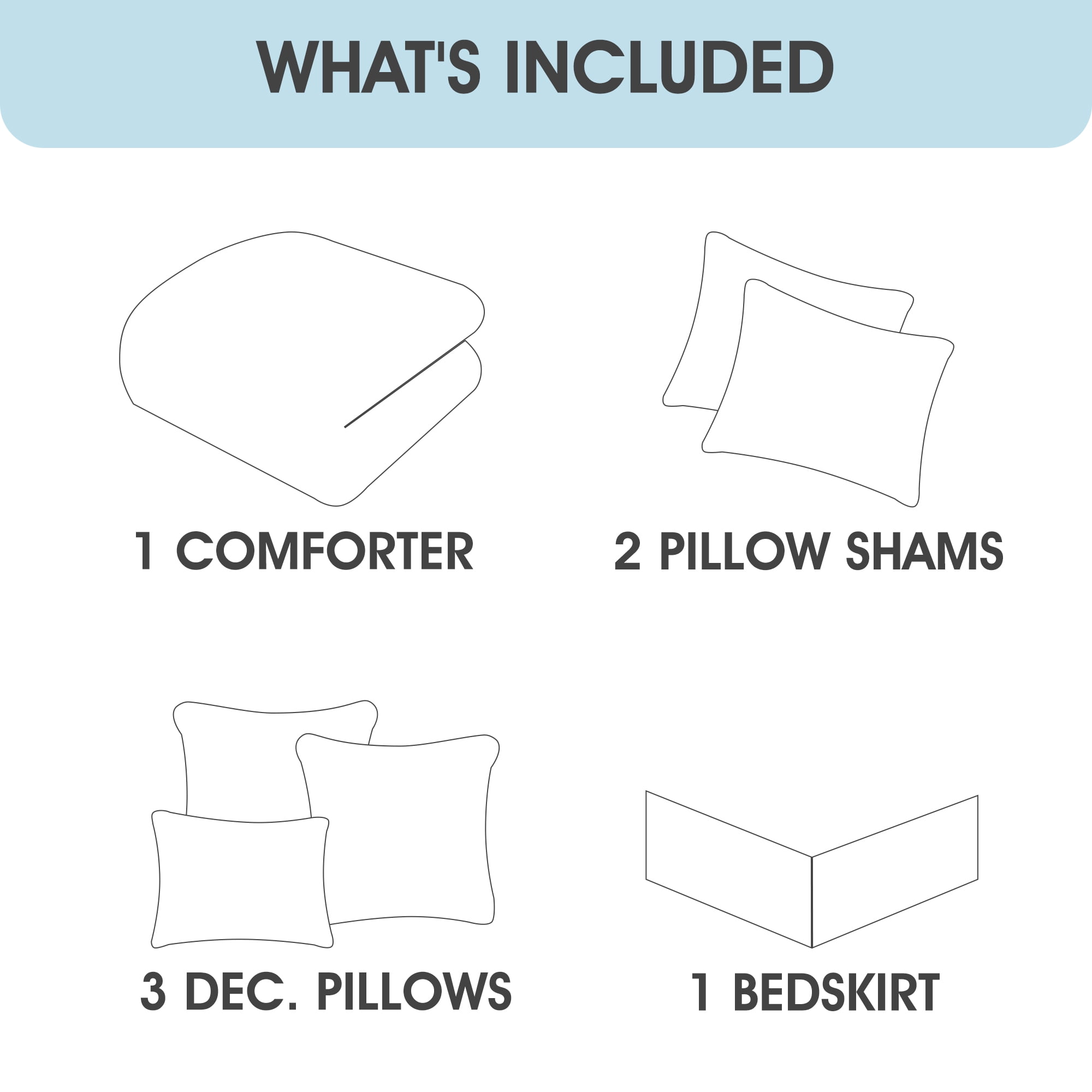 Lanco Selene Solid Print 7 Piece Queen Comforter Set , White, Fill Polyester, Patchwork, Premium Lightweight Microfiber