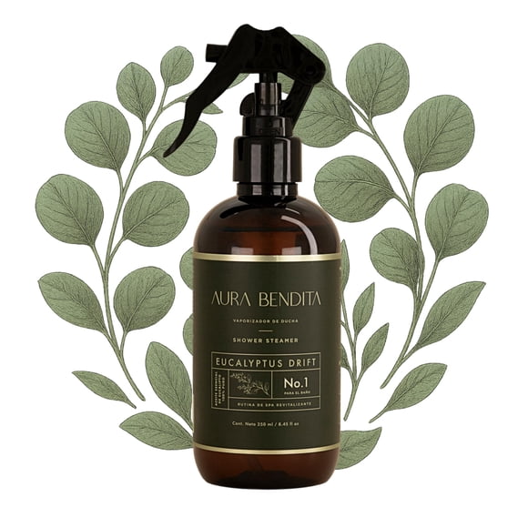 Shower Steamer 250ml | 100% Aceite Esencial de Eucalipto Puro, Ultra Concentrado y Vegano | Sensaci&oacute;n a Vapor de Spa en tu Regadera o Ducha | Vaporizador Aura Bendita Eucalyptus Drift
