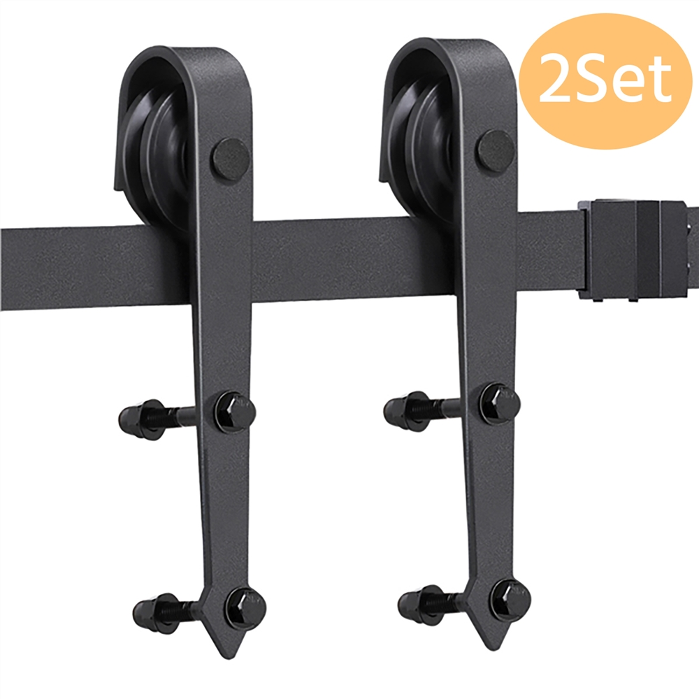 Yaheetech Set of 2 6Ft Barn Door Sliding Hardware Track Set Kit Indoor/Outdoor