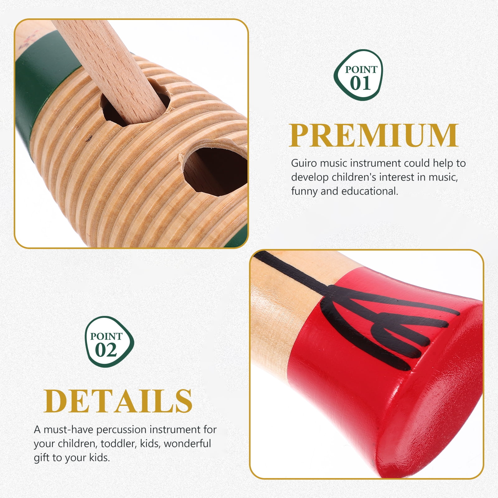 1 Set Wooden Guiro Percussion Instrument Beginner Guiro Percussion