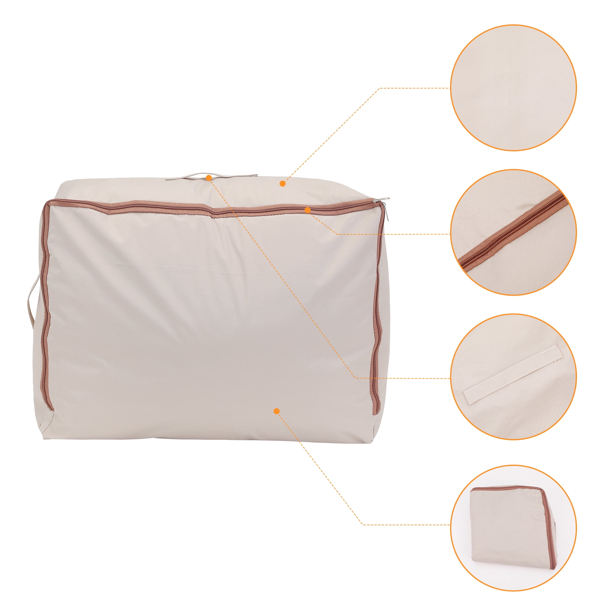 Unique Bargains Foldable Storage Bags w Handles for Closet Organizers Kakhi 23.5x17x11in